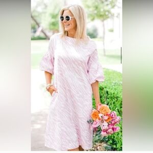 Chico's Pink Zebra Print Midi Dress